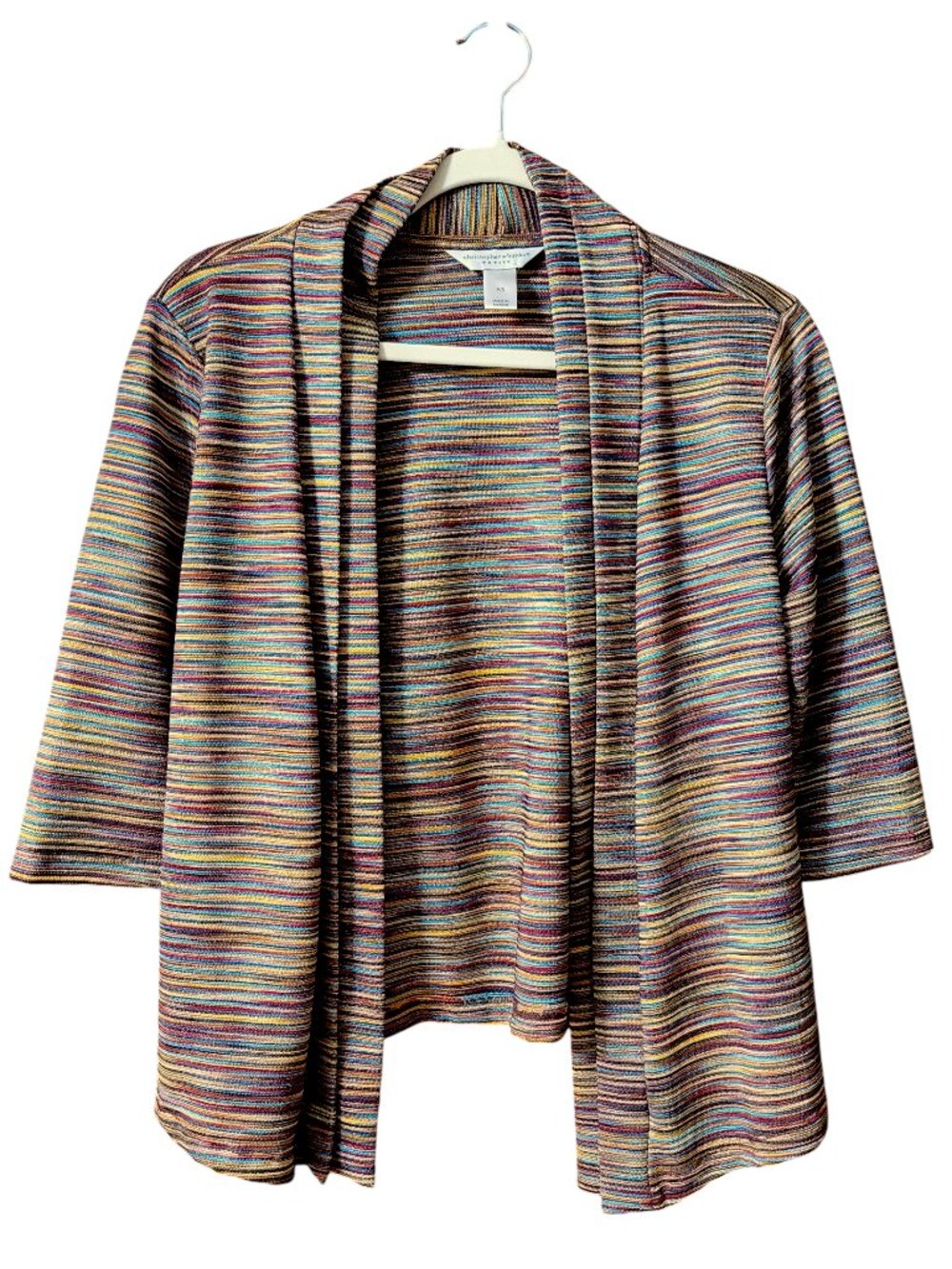 Christopher & Banks Petite Multicolor Space Dye Open Front Cardigan Sweater